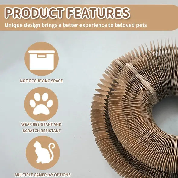Furfitfun Bones-Shape Foldable Cat Scratcher Pad - Recyclable Corrugated Cardboard, Bell Balls Included, Play & Rest, Interactive Mental Physical Exercise Toy for All Ages Indoor Cats