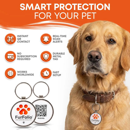 QR Code Pet ID Tag – Smart Dog & Cat Tag – Scan to Contact Owner – Lost Pet Protection – No Subscription