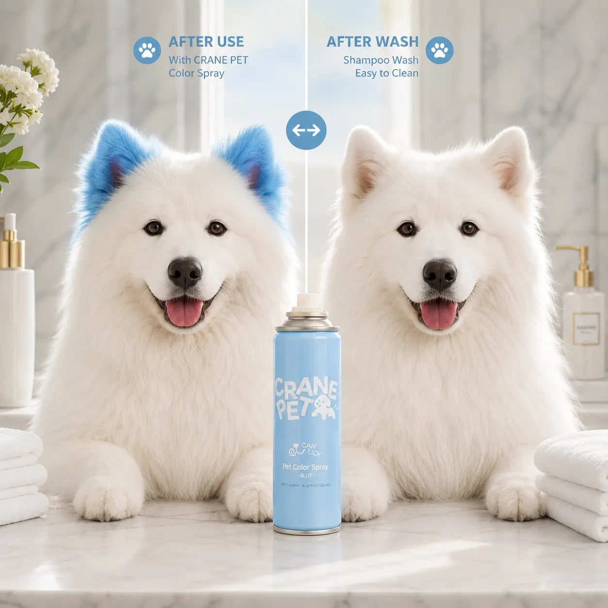 Crane Lunexis Pet Hair Color Spray Can - Dog & Cat Grooming Coating Agent, Safe, Non-Toxic, Easy Spray-On Application, Washable via Shampoo, Ideal for Festivals, Halloween, Shampoo Wash-Off